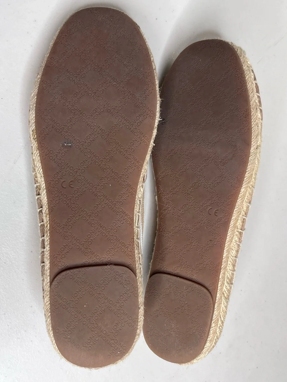 Vionic Valeri Sand Striped Nautical Coastal Resort Espadrille Flats Sz 9